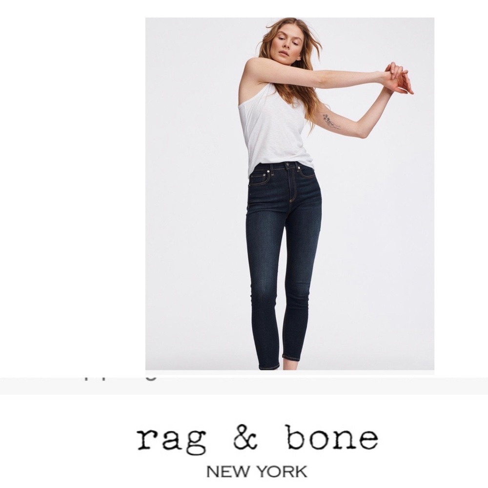 rag & bone High-Rise Skinny Jeans in Dark Indigo